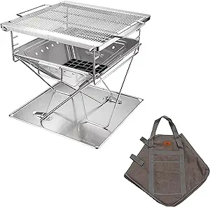 Campingmoon 3-In-1 Portable Stainless Steel Wood Burning Grill And Fire ... - £158.68 GBP