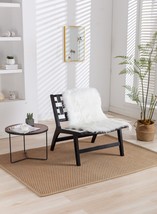 Solid Wood Frame Chair With White Wool Carpet. Modern Accent Chair Lounge Chair - £56.52 GBP