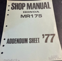 Shop Manual Honda MR175 Addendum Sheet 6137302Z OEM - $6.41