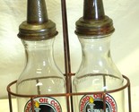 Standard Oil Company Service Motor Clear Glass Bottles Indiana Metal Car... - £140.12 GBP