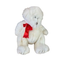 Ty Classic White Teddy bear Plush bear Red Ribbon Stuffed Animal Toy 16 ... - £15.63 GBP