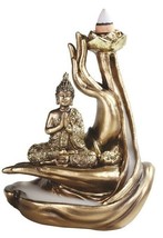 Buddha Palm 51183 Backflow Cone Incense Burner Bronze Finish Resin 5.5&quot; H - £28.49 GBP