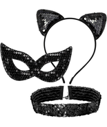 Black Cat Costume Accessories Cat Woman Costume for Women Halloween Sequ... - $10.66