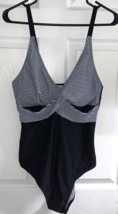 B2PRITY Medium Black Monokini Front Cross One Piece Swimsuit Tummy Contr... - $18.95