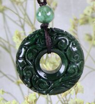 An item in the Jewelry & Watches category: Certified Dark green 100% Natural A Jade jadeite Doughnut Pendant 84406N5