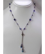 Dabby Reid Heidi Necklace Purple Velvet Swarovski Crystal Dbl Dangle Y H... - £21.34 GBP