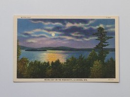 Vintage Postcard Moonlight On The Mississippi La Crosse Wisconsin WI Linen  - £4.62 GBP