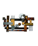 Mid Century Contemporary Abstract Wood Metal Wall Sculpture, Desert Refl... - $493.39 CAD
