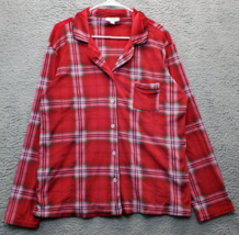 Laura Ashley Sleep Shirt Women&#39;s L Multi Plaid Flannel Notch Collar Button Front - $23.12