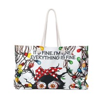 Personalised/Non-Personalised Weekender Bag, Cat, Funny Quote, I&#39;m Fine Everythi - £38.74 GBP