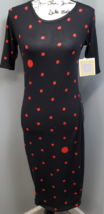 LuLaRoe Bodycon Dress Women&#39;s XS Black Red Polka Dot Polyester Stretch Pullover - $22.98