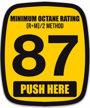 87 Octane Gas Pump Button Sticker gasoline petrol car racing decal - £15.72 GBP