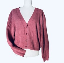Vtg OBR Lambswool Angora blend Mauve pink Cropped Boxy Y2K Cardigan Size... - £29.58 GBP