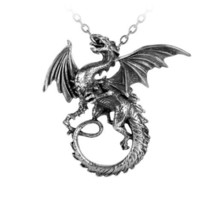 Alchemy Gothic P323  The Whitby Wyrm Pendant Necklace Dragons Serpent - $38.12