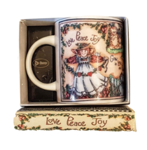 DIVINITY Love Peace &amp; Joy Ceramic Coffee Mug Tea Cup Shelly Rasche Apple... - £15.41 GBP