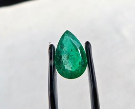 Natural Zambian Emerald Cut Pear 12 Mm 2.87 Carats Gemstone For Ring Pendant - £2,254.21 GBP