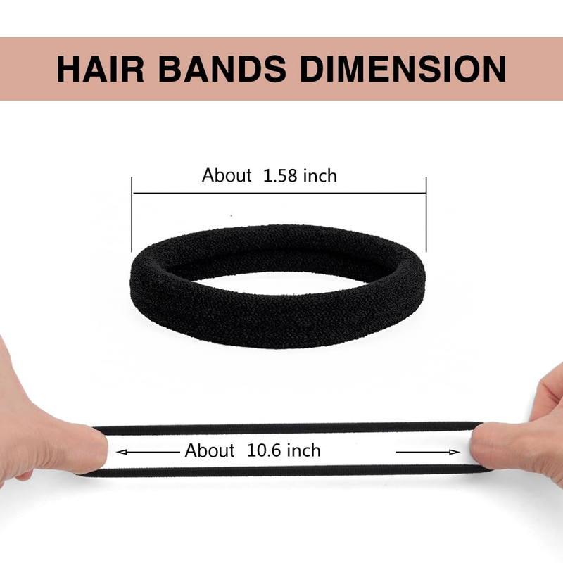 200PCS Black Hair Ties for Women and Girls, Cotton Seamless Thick Black Hair Ban Item image 2