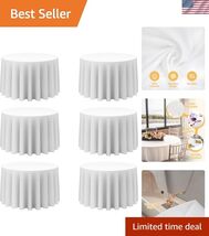 6 Pack White Round Tablecloths 108 Inch - Circle Bulk Linen Polyester Fa... - $102.36