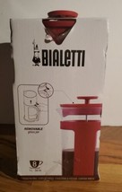 Bialetti Coffee French Press 8 Cups 1L Clear Removable Glass Jar Red Ita... - $29.69