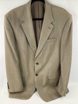 Vintage Chaps Houndstooth Mens Blazer | 42L | 100% Silk Beige Brown EXCE... - £27.41 GBP