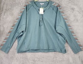 Fate Shirts Womens Large Mineral Teal Embroidered Western Casual Long Sleeve - $67.31