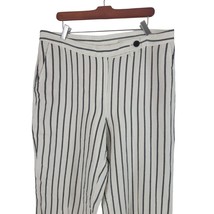 J.Jill 100% Linen Pants 16 Womens Plus Size White Blue Striped Straight Leg - £15.69 GBP