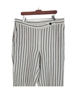 J.Jill 100% Linen Pants 16 Womens Plus Size White Blue Striped Straight Leg - £15.80 GBP