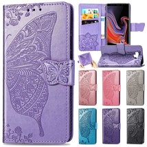 Butterfly Leather Flip Wallet Stand Case Cover For Samsung Galaxy S10+/Note 9/S9 - £45.11 GBP