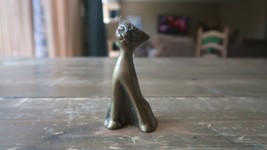 Antique Brass Cat le Chat Figure Decor 2.75&quot; - £63.29 GBP