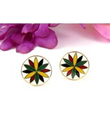 HEX SIGN STAR EARRINGS Vintage Screw Backs PA Dutch Goldtone Enamel Cloi... - $15.83