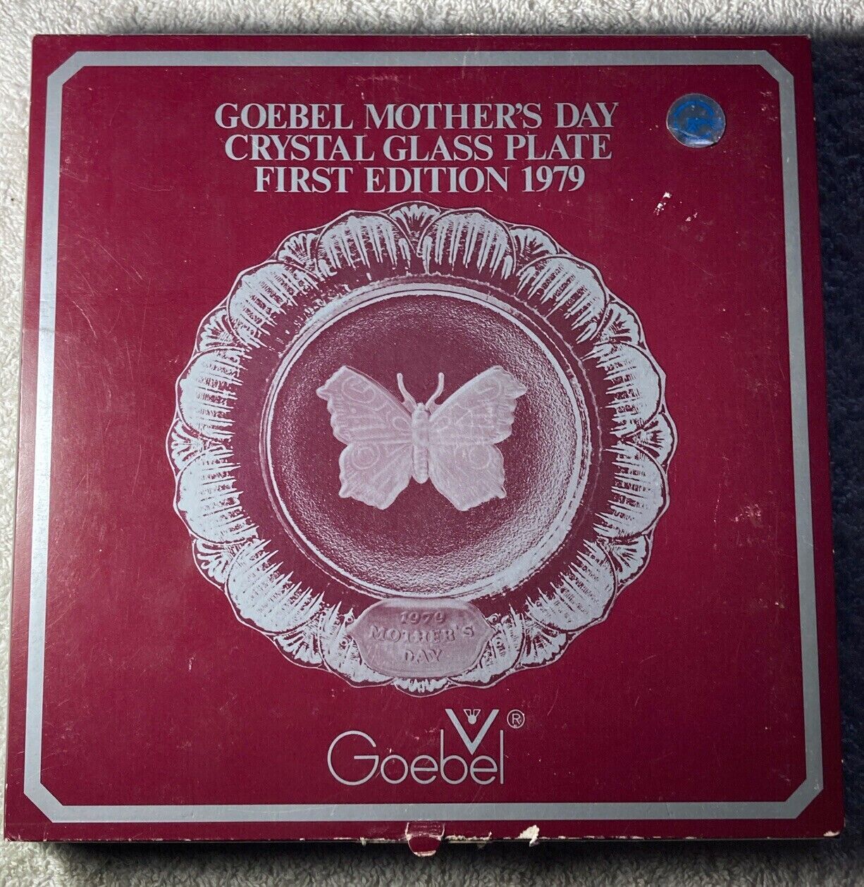 Goebel Mother's Day Crystal Glass Plate First Edition 1979 Butterfly Design - $7.66