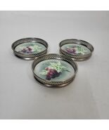 (3) Antique Theodor Paetsch Spritzdekor Germany Metal Porcelain Coasters... - $491.62 MXN
