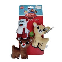 Rudolph the Red Nosed Reindeer 3 Piece Plush Dog Toy 3 inch Squeaker Crinkle - £8.80 GBP
