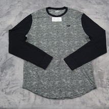 Hollister Shirt Mens S Gray Black Long Raglan Sleeve Casual Pullover Tee - $18.69