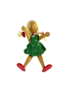 Vintage Peg Doll Wooden String Jointed Folk Art Mid Century Toy - $413.94 MXN