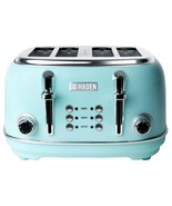 Heritage 4-Slice Wide Slot Stainless Steel Body Retro Toaster, Turquoise - $148.99