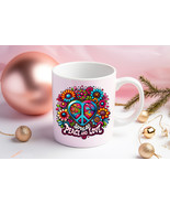 Peace and Love Retro Colors Ceramic Mug 11oz, Wedding Gift Idea - $163.02 MXN