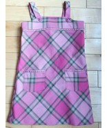 KC Parker Girls Pink Plaid Dress Jumper velvet trim Front Pockets Size 6 - $27.42 CAD
