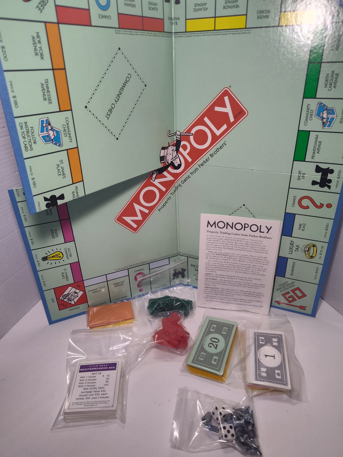 Vintage 1999 Monopoly Board Game w/ Original Money Bag Winning Token! REPACKAGED Item image 7