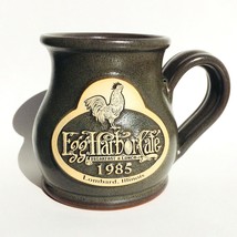 Deneen Pottery Round Belly Mug Egg Harbor Cafe Lombard Illinois 1985 army green  - £15.17 GBP