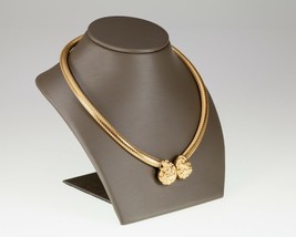 Christian Dior Beautiful Gold Tone Mesh Choker Shell snap clasp Necklace 15" - $292.05