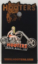 ROCK HILL,SC HOOTERS BLONDE GIRL ON A BLACK MOTORCYCLE BIKE PIN SOUTH CA... - £11.79 GBP