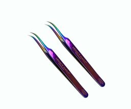 Eyebrow Tweezer Legacy Nails 2 Pack Professional Multicolor Curved Tweezer - $4.84