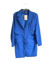 Missguided Women&#39;s Blazer Oversized Button Front Blue Sz 10 Pockets - $20.97