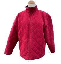 Vtg Woolrich Women Red Quilted Jacket sz Large 100% Wool Full Zip Winter - £17.61 GBP