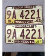 Match Number Set Pair 1962 9A4221 MINNESOTA MN LICENSE PLATE TAG Classic... - £63.15 GBP