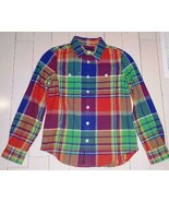 POLO Ralph Lauren Boy&#39;s Plaid Pocket Cotton Shirt Blue / Red Multi ( 10 ) - $1,213.78 MXN