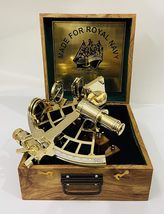 Nautical 9&quot; Brass Hand-Made Polished Brass Sextant with Wooden Box | Navigation  - £123.84 GBP