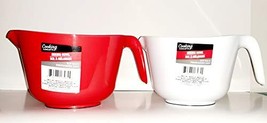 Lightweight Plastic Pourable Mixing Bowls - Set of 2 - Red and White - £9.87 GBP