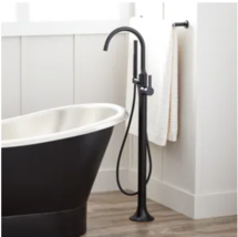 New Matte Black Lentz Freestanding Tub Faucet Shower with Knob Handle by... - $699.95